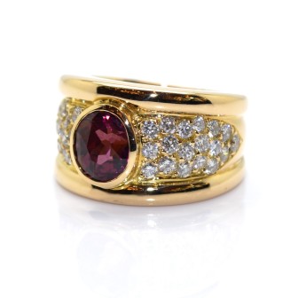 Engagement rings - Garnet and Diamond Pave Ring