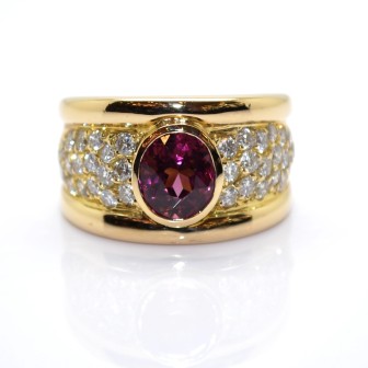 Engagement rings - Garnet and Diamond Pave Ring