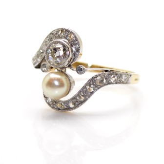 Engagement rings - Diamond and Pearl Toi et Moi Ring