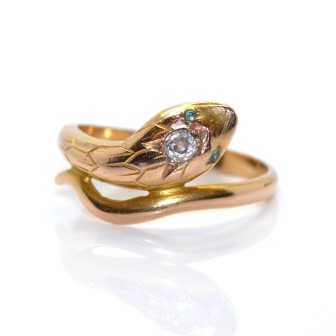 Antique jewelry - Gold and Diamond Snake Ring