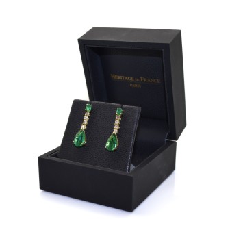 Antique jewelry - Emerald and Diamond Pendant Earrings