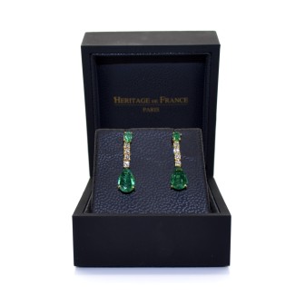 Antique jewelry - Emerald and Diamond Pendant Earrings