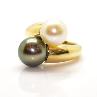 Antique jewelry - Toi et Moi Pearl Ring