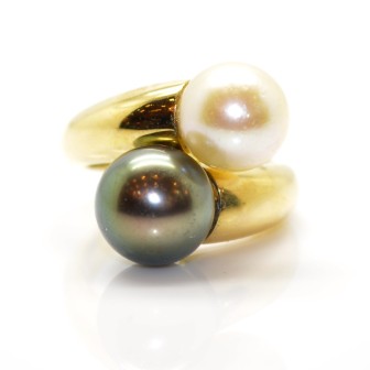 Antique jewelry - Toi et Moi Pearl Ring