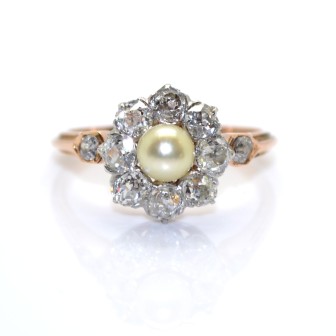 Antique jewelry - Pompadour Pearl and Diamond Ring