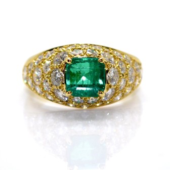 Antique jewelry - Emerald and Diamond Pave Ring