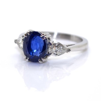 Engagement rings - Sapphire and Pear Diamond Ring