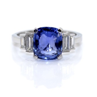 Recent jewelry - Sapphire and Baguette Diamond Ring 