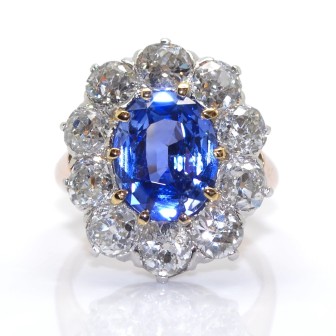Antique jewelry - Antique Diamond and Sapphire Pompadour Ring