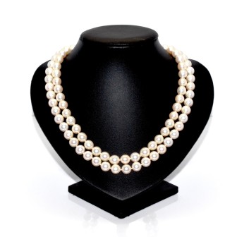 Antique jewelry - Double Strand Pearl and Diamond Vintage Necklace