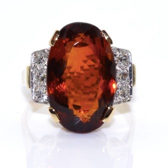 Antique jewelry - Citrine and Diamond Ring