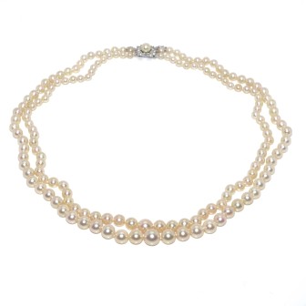 Antique jewelry - Pearl Double Strand Necklace