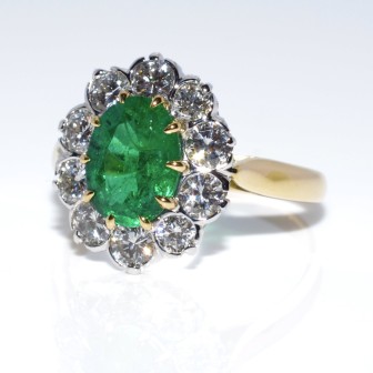 Recent jewelry - Diamond and Emerald Pompadour Ring