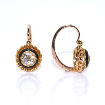 Antique jewelry - Dormeuses Diamond Earrings