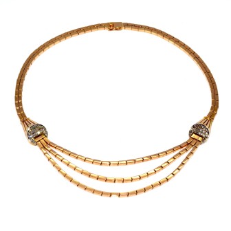 Antique jewelry - Draperie Gold and Diamond Necklace