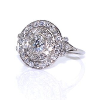 Antique jewelry - Diamond Art Deco Double Cluster Ring