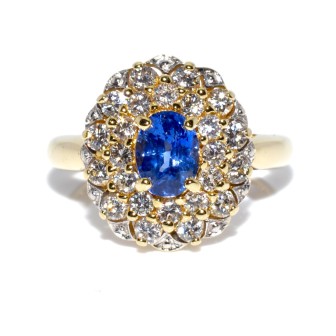 Antique jewelry - Sapphire and Diamond Flower Ring