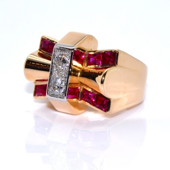 Antique jewelry - Diamond Tank Ring
