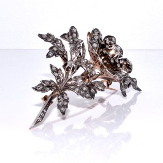 Antique jewelry - Antique Diamonds En Tremblant Brooch