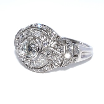 Antique jewelry - Diamond Art Deco Dome Ring