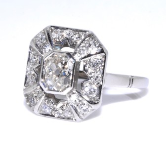 Antique jewelry - Diamond Art Deco Cluster Ring