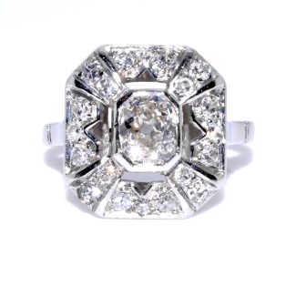 Antique jewelry - Diamond Art Deco Cluster Ring