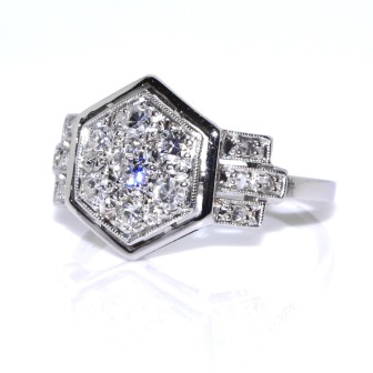 Antique jewelry - Hexagonal Diamond Art Deco Ring