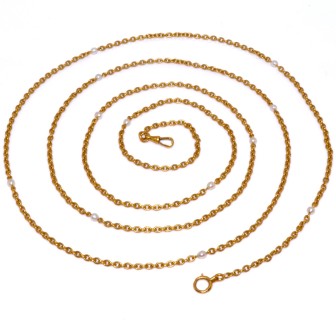 Antique jewelry - Antique Gold and Pearl Sautoir