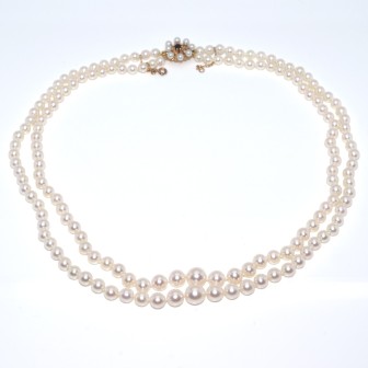 Antique jewelry - Pearl Double Strand Necklace