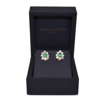 Antique jewelry - Diamond and Emerald Vintage Earrings