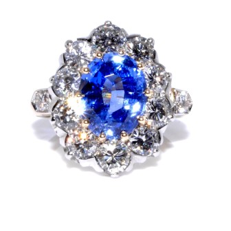 Engagement rings - Diamond and Sapphire Pompadour Ring