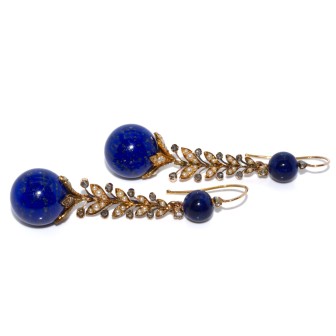Recent jewelry - Antique Diamond and Lapis Earrings