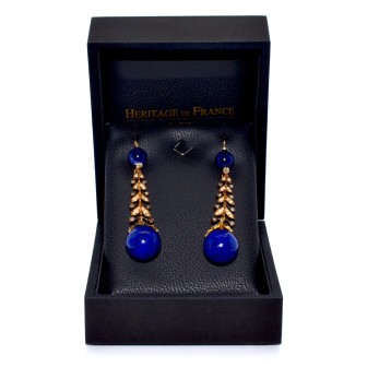 Antique jewelry - Antique Diamond and Lapis Earrings