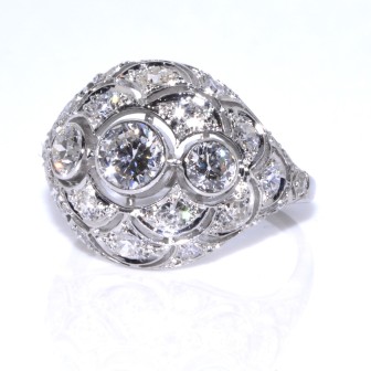 Antique jewelry - Diamond Art Deco Dome Ring