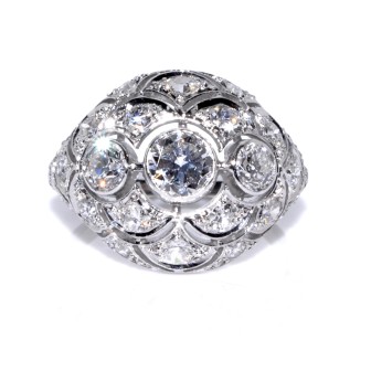 Antique jewelry - Diamond Art Deco Dome Ring