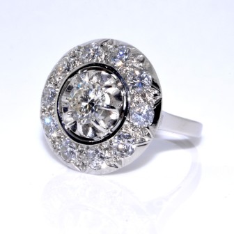 Engagement rings - Diamond Art Deco Cluster Ring