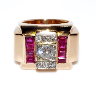 Antique jewelry - Diamond Tank Ring
