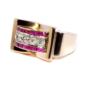 Antique jewelry - Diamond Tank Ring