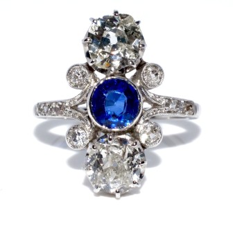 Antique jewelry - Diamond and Sapphire Trilogy Ring