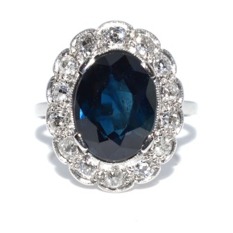 Antique jewelry - Art Deco Diamonds and Sapphire Cluster Ring