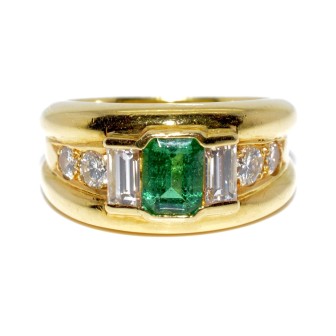 Engagement rings - Emerald and Diamond Pave Ring