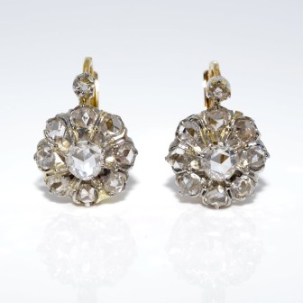 Antique jewelry - Dormeuses Daisy Diamond Earrings