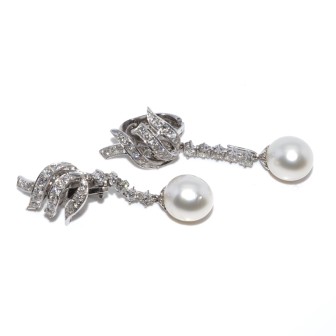 Antique jewelry - Diamond and Pearl Pendant Earrings