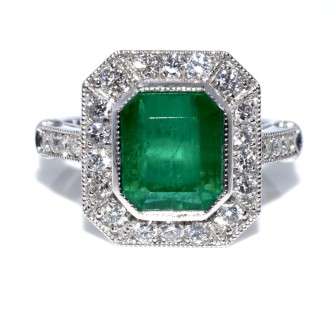 Engagement rings - Emerald and Diamond Ring 