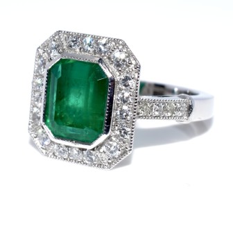 Engagement rings - Emerald and Diamond Ring 