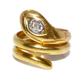 Antique jewelry - Gold and Diamond Snake Ring