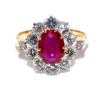 Engagement rings - Diamond and Ruby Pompadour Ring