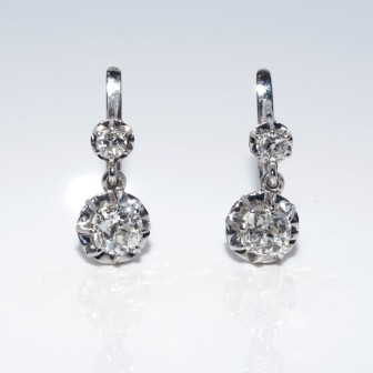 Antique jewelry - Dormeuses Diamond Earrings