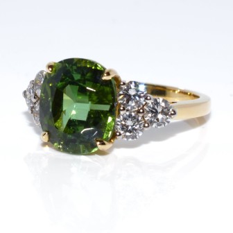 Jewelry creations - Green Tourmaline and Diamond Ring 