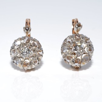 Antique jewelry - Dormeuses Daisy Diamond Earrings